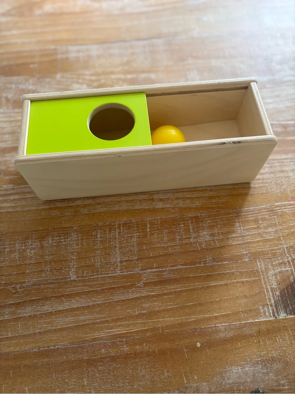 LOVEVERY Wooden Slide Top Drop Box Object Permanence Montessori Educational Toy